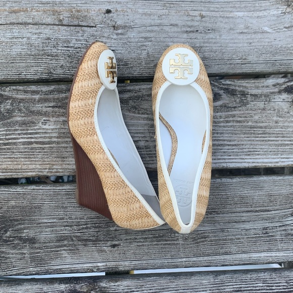 Tory Burch Shoes - Tory Burch Sally Raffia Straw Wedge